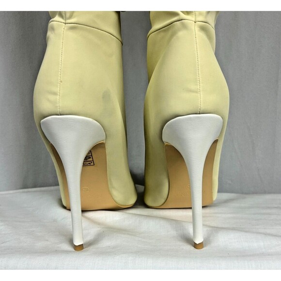 NEW IN BOX Mackin J 181-17 Beige Cap Toe Stiletto High Heel Slouch Boot Sz 7.5 - Picture 7 of 12